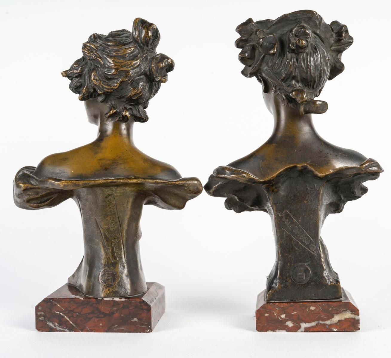 Pair Of Art Nouveau Bronze Sculptures By Van Der Straeten, Circa 1900. photo 3434.0