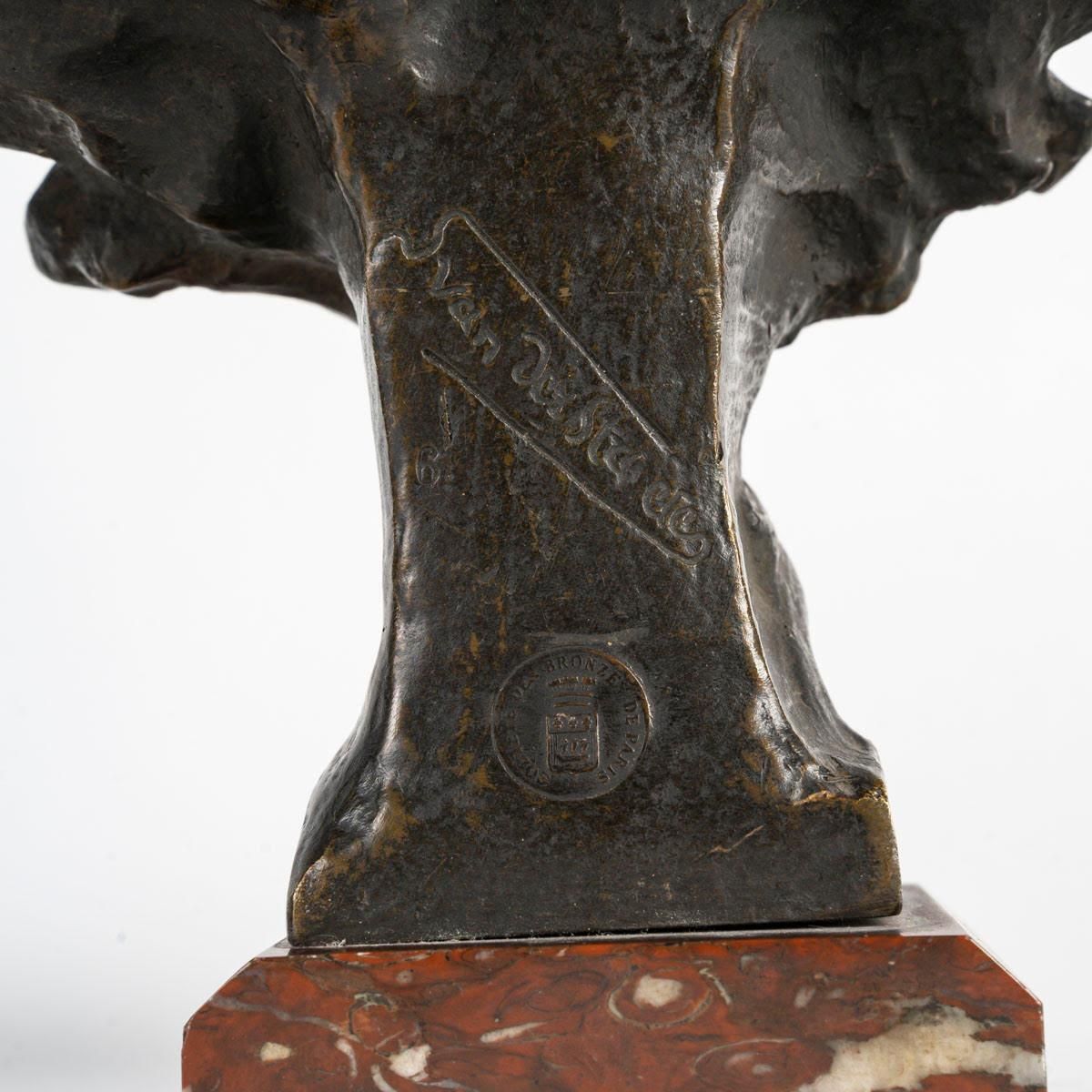 Pair Of Art Nouveau Bronze Sculptures By Van Der Straeten, Circa 1900. photo buy