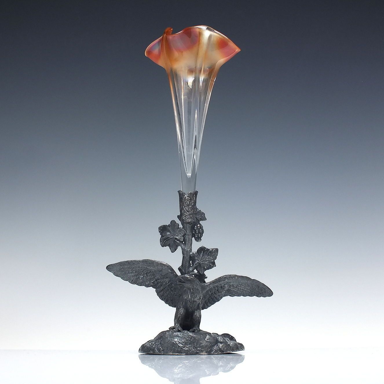 Art Nouveau Glass Epergne In Eagle Pewter Stand C1890 photo buy