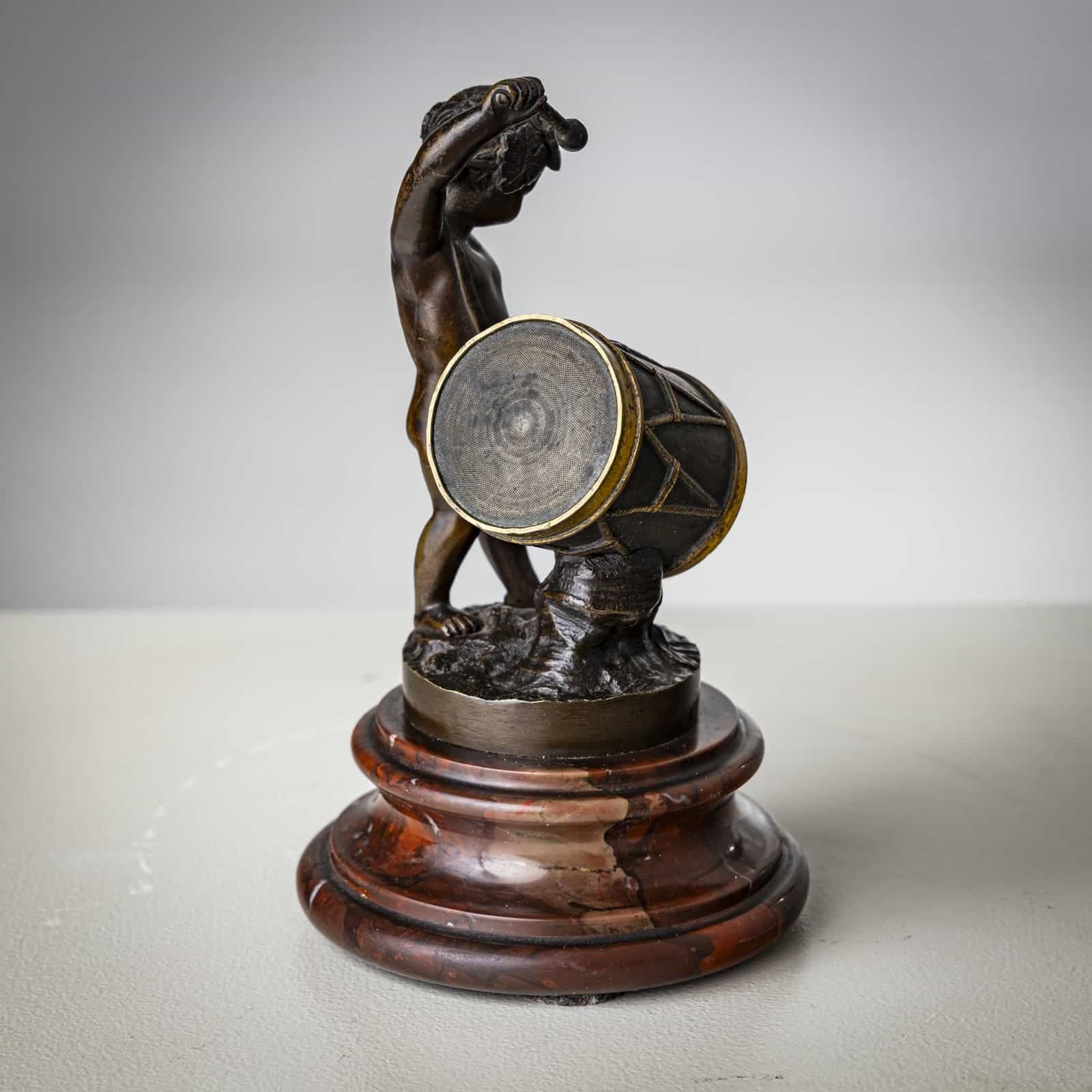 Small Bronze Sculpture Of A Drumming Child, Late 19th Century photo 2050.0