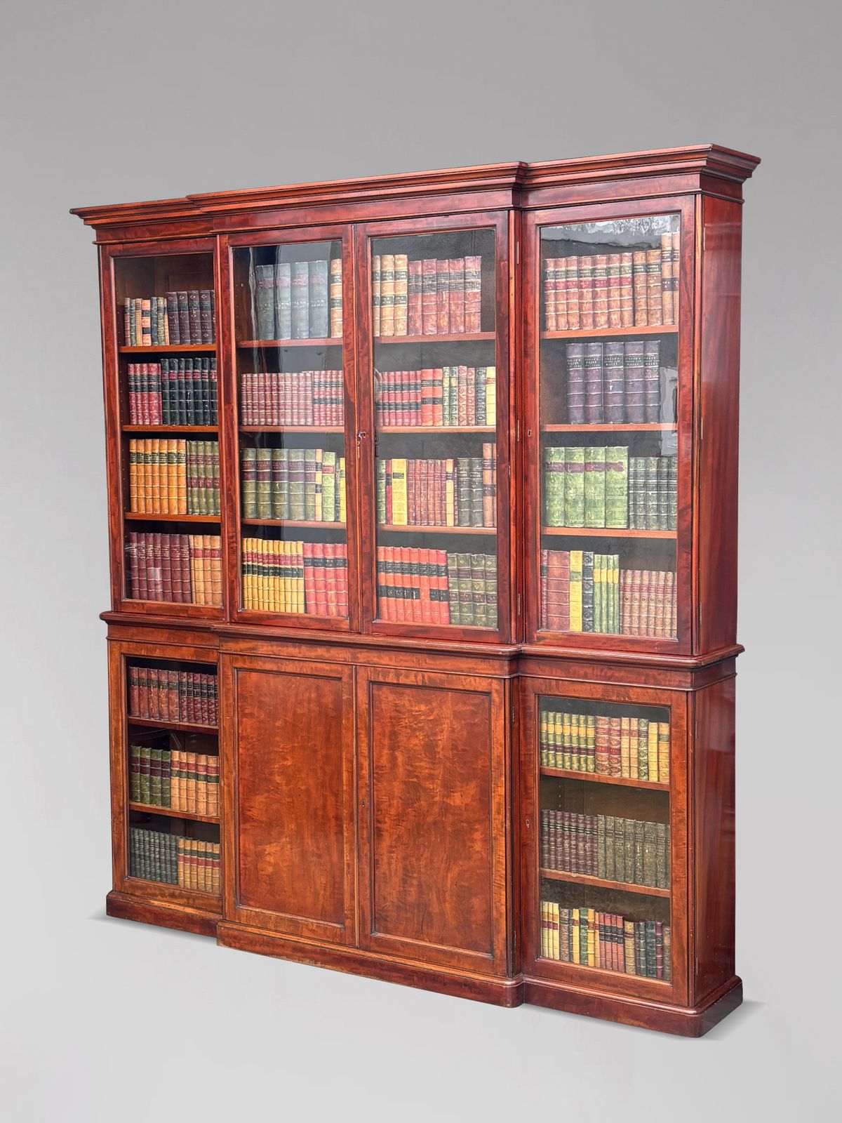 Quality 19th Century Mahogany 4 Door Breakfront Library Bookcase photo buy