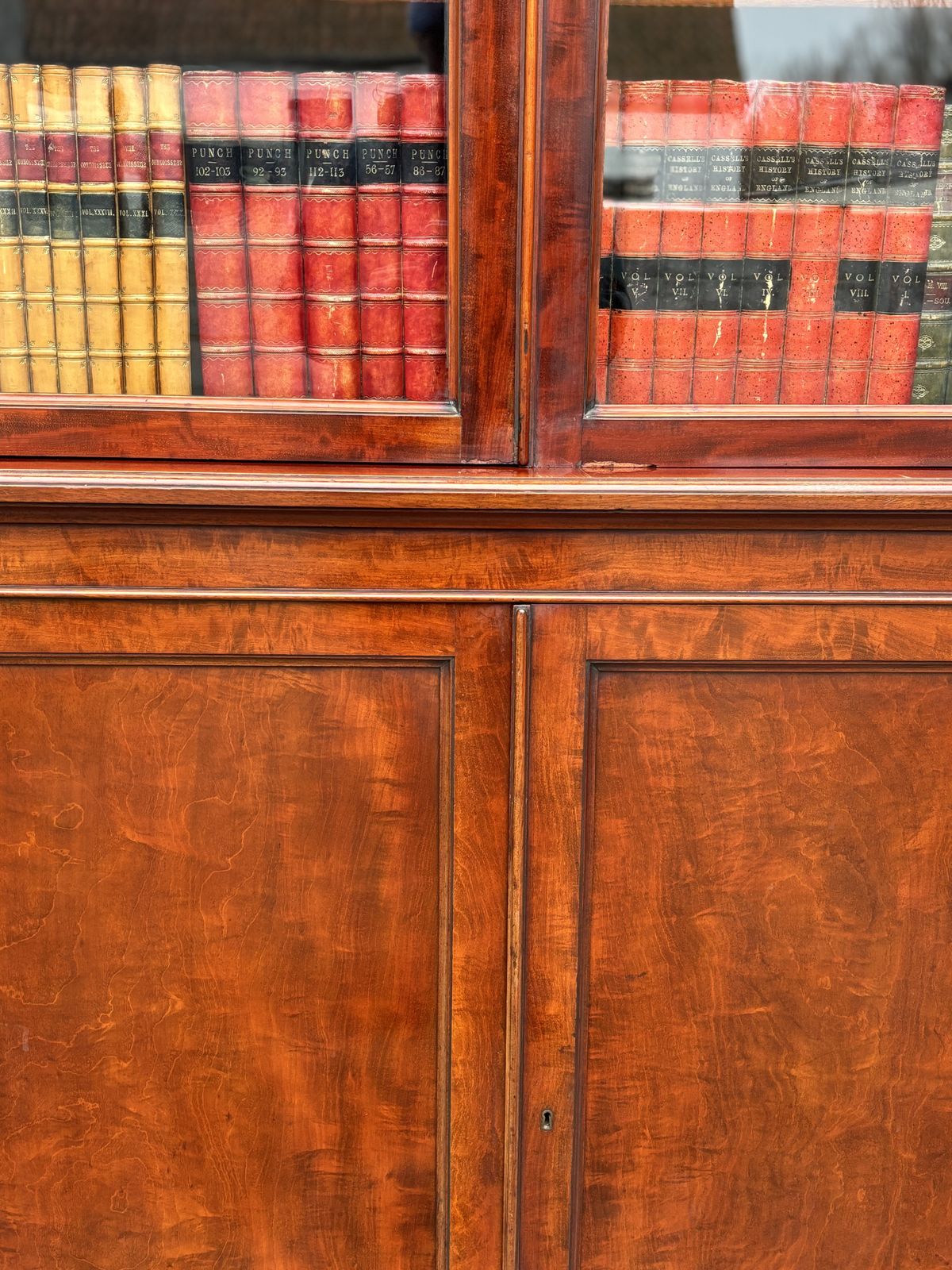 Quality 19th Century Mahogany 4 Door Breakfront Library Bookcase photo vintage