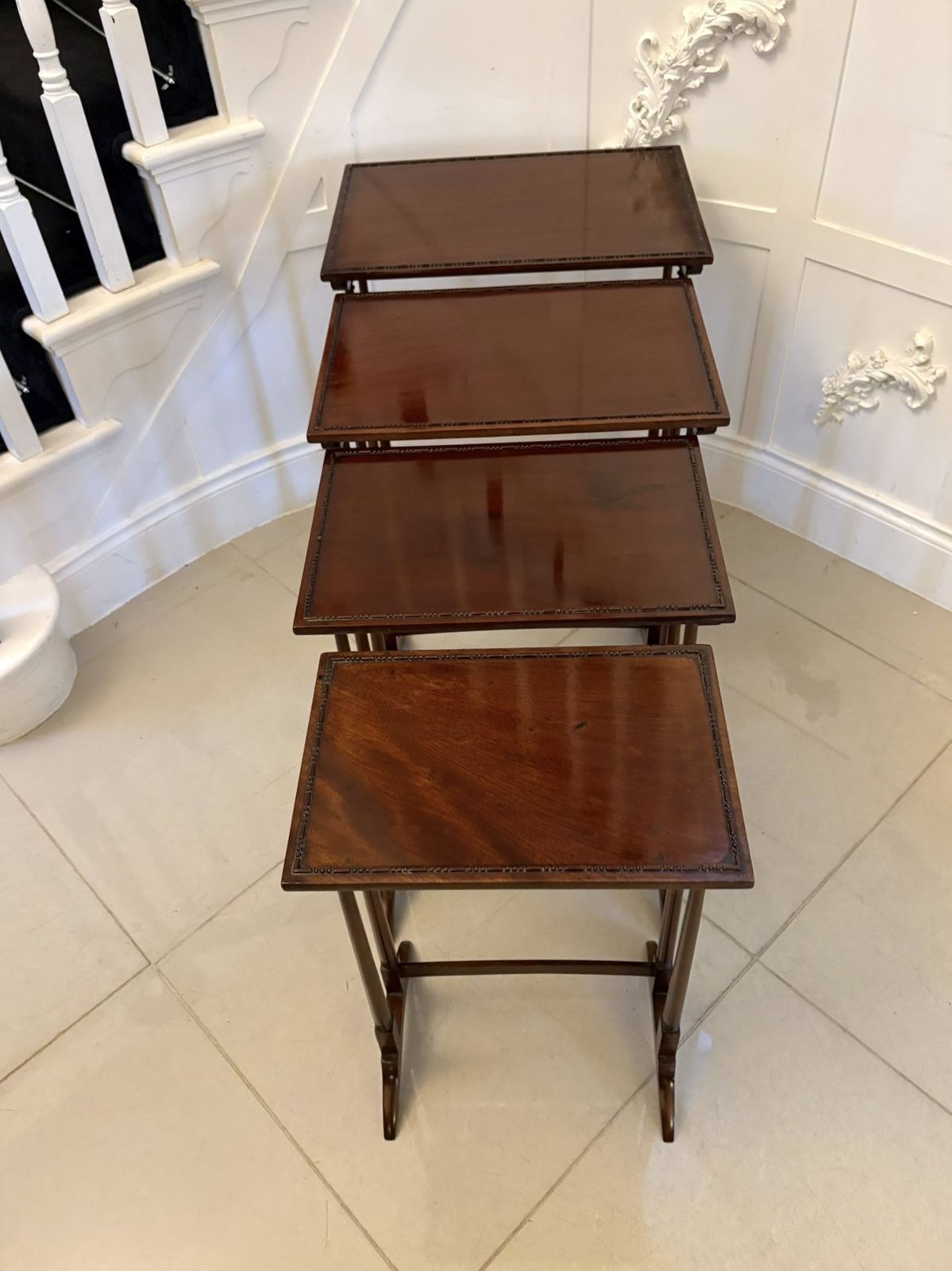 Antique Early 20th Century Quality Mahogany Nest Of Four Tables