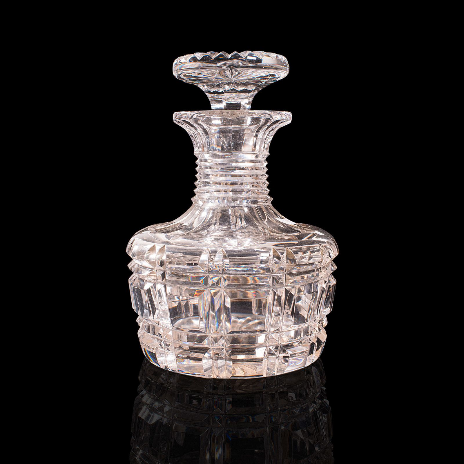 Home Decor Pair, Antique Sherry Decanters, English, Glass, Spirit, Liquor Flask, C.1910 photo