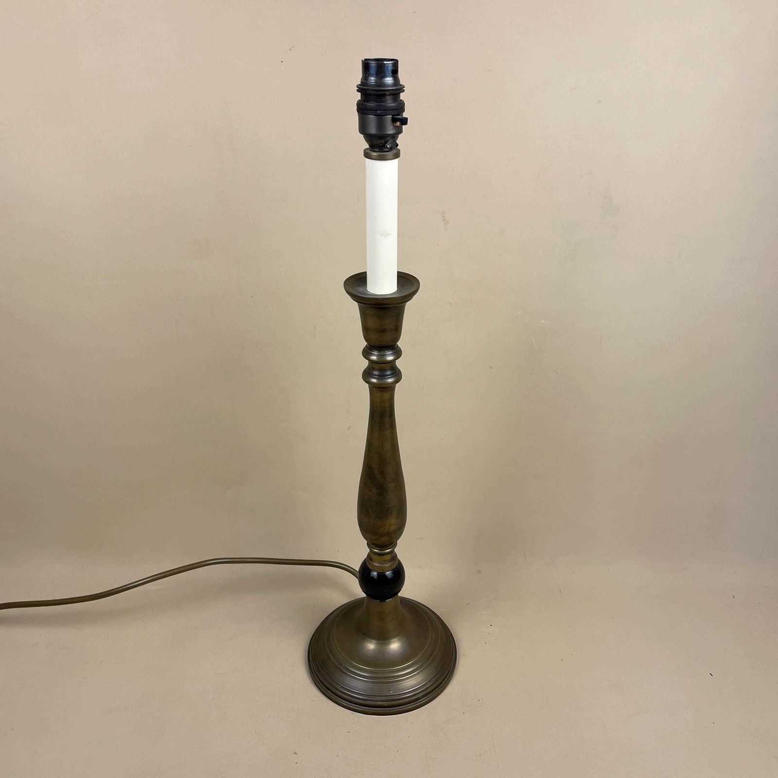 Antique Metal Gold Brass Lamp Light Bedside Side Table Candle Column Pillar Base Ornate Detail Medium Vintage Candlestick Candle Top photo Lighting