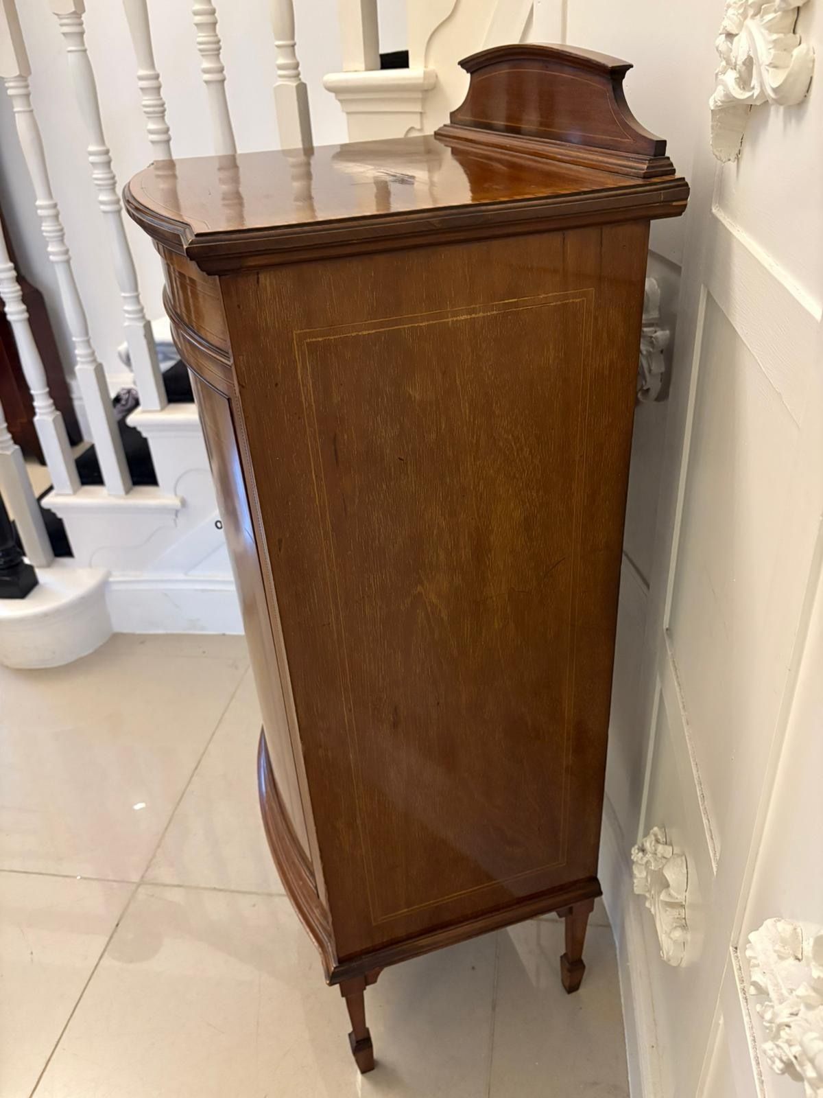 photo for sale Superb Quality Antique Early 20th Century Mahogany Inlaid Bow Fronted Side Cabinet