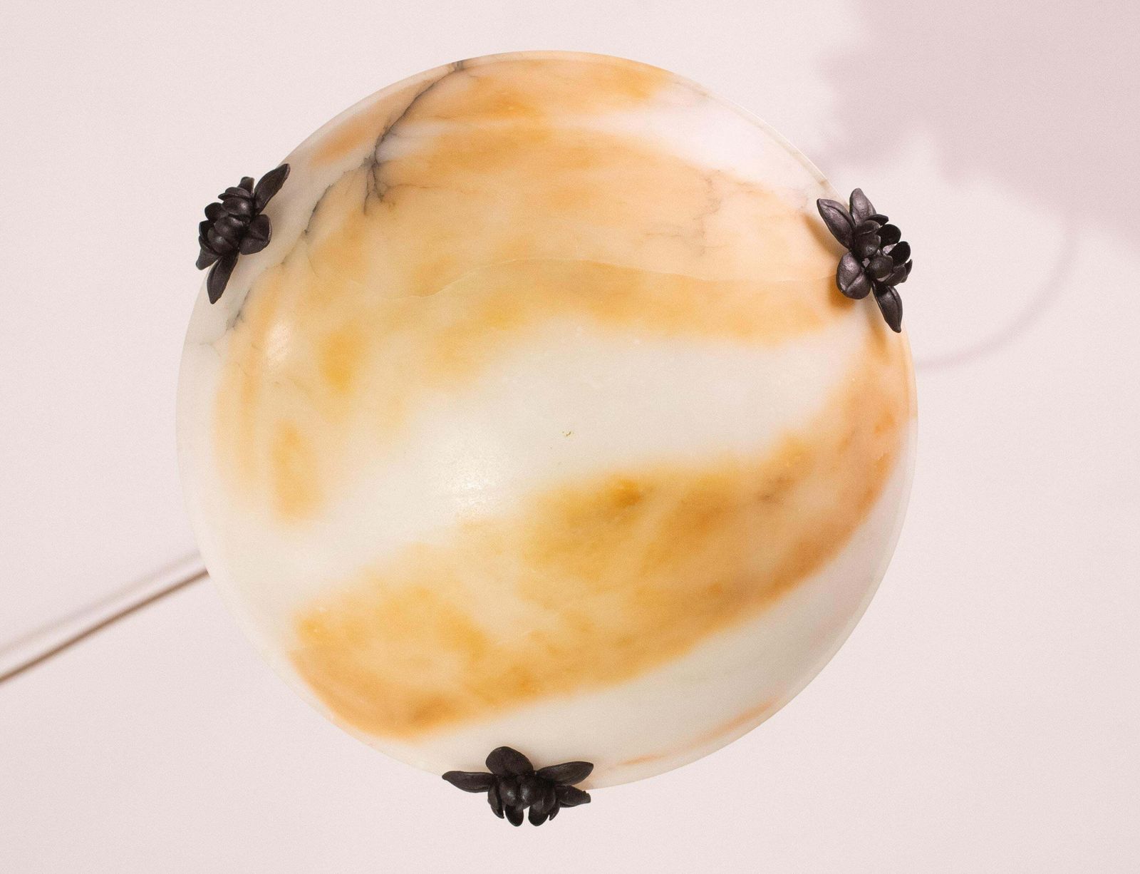 1388.0 Great Design Art Decò Orange And White Alabaster Chandelier, 1950 photo