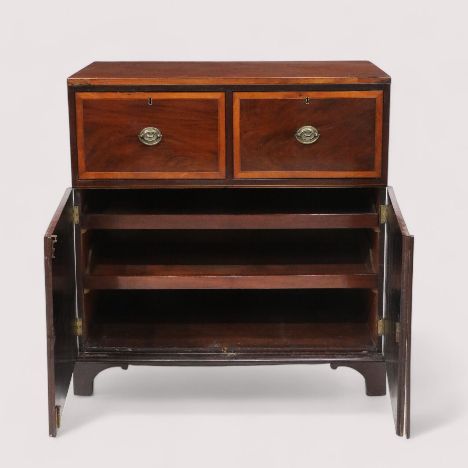 Antique Low Mahogany Linen Press 2 Drawers 2 Drawers Free Uk Delivery photo 387.0