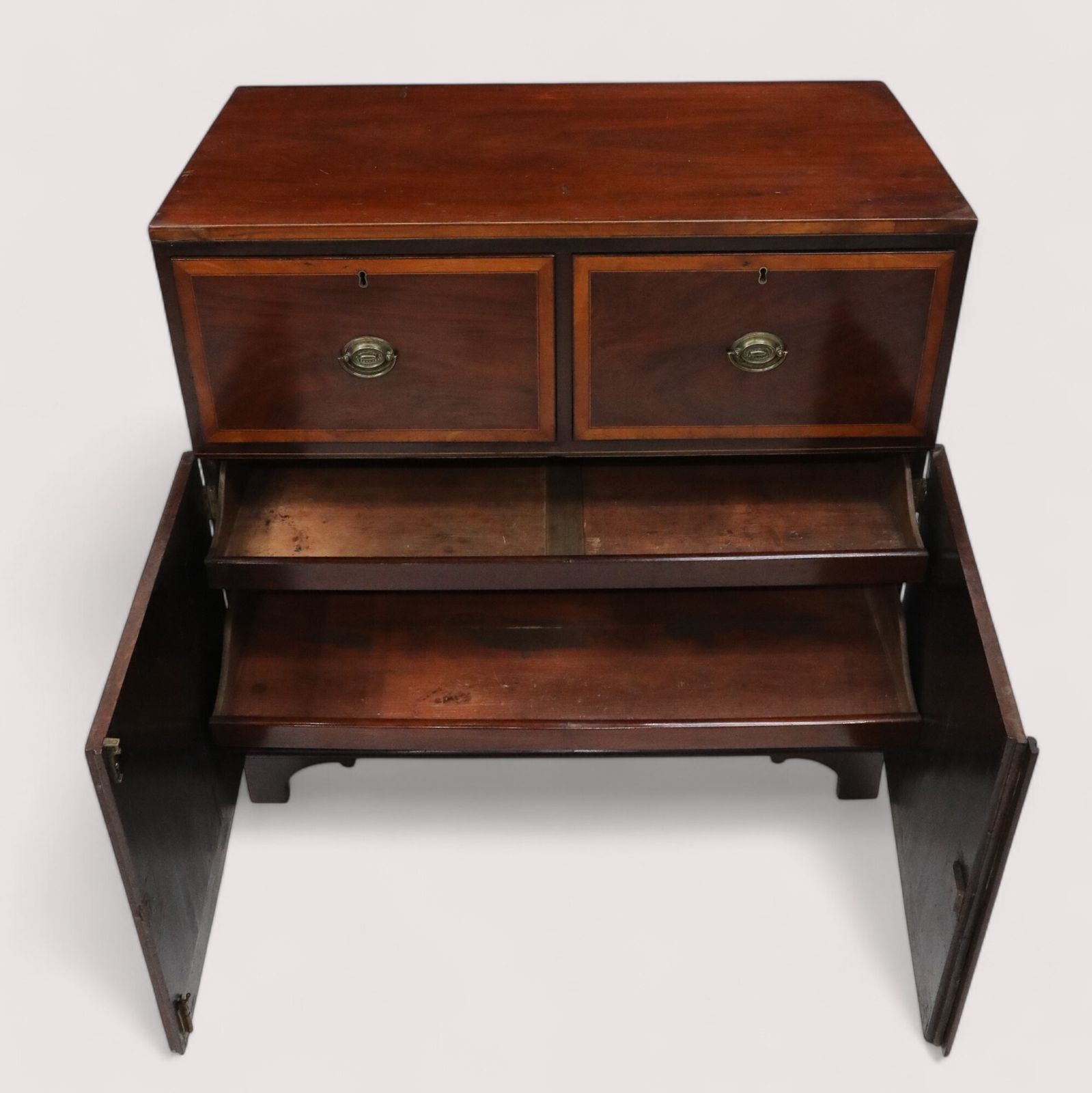 Antique Low Mahogany Linen Press 2 Drawers 2 Drawers Free Uk Delivery photo buy