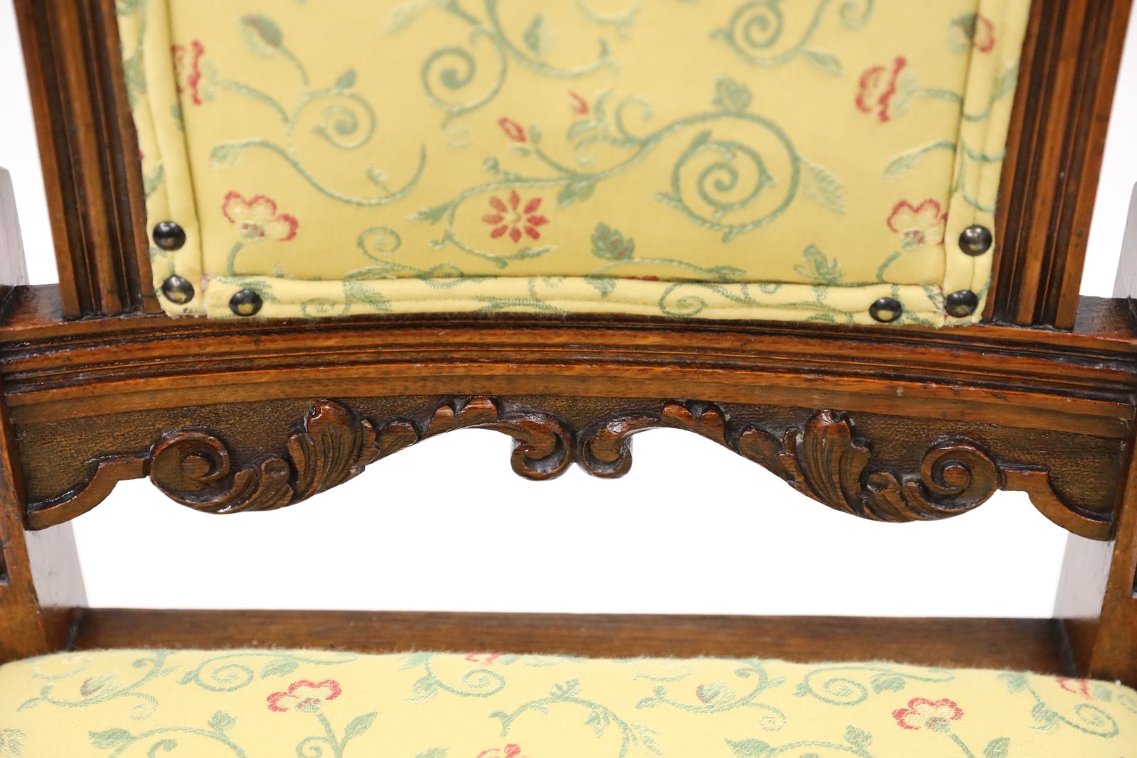 247.0 Antique Carved Hall Chair With Upholstered Seat And Back Free Delivery photo