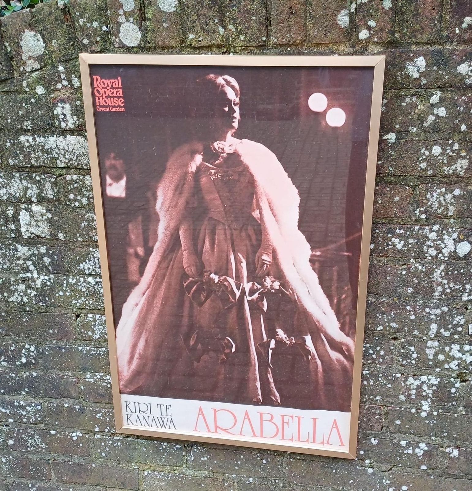 1977 Vintage Opera Poster Of Dame Kiri Te Kanawa In Arabella At The Royal Opera House, In Retro Vintage Metal Frame   Large Retro Poster