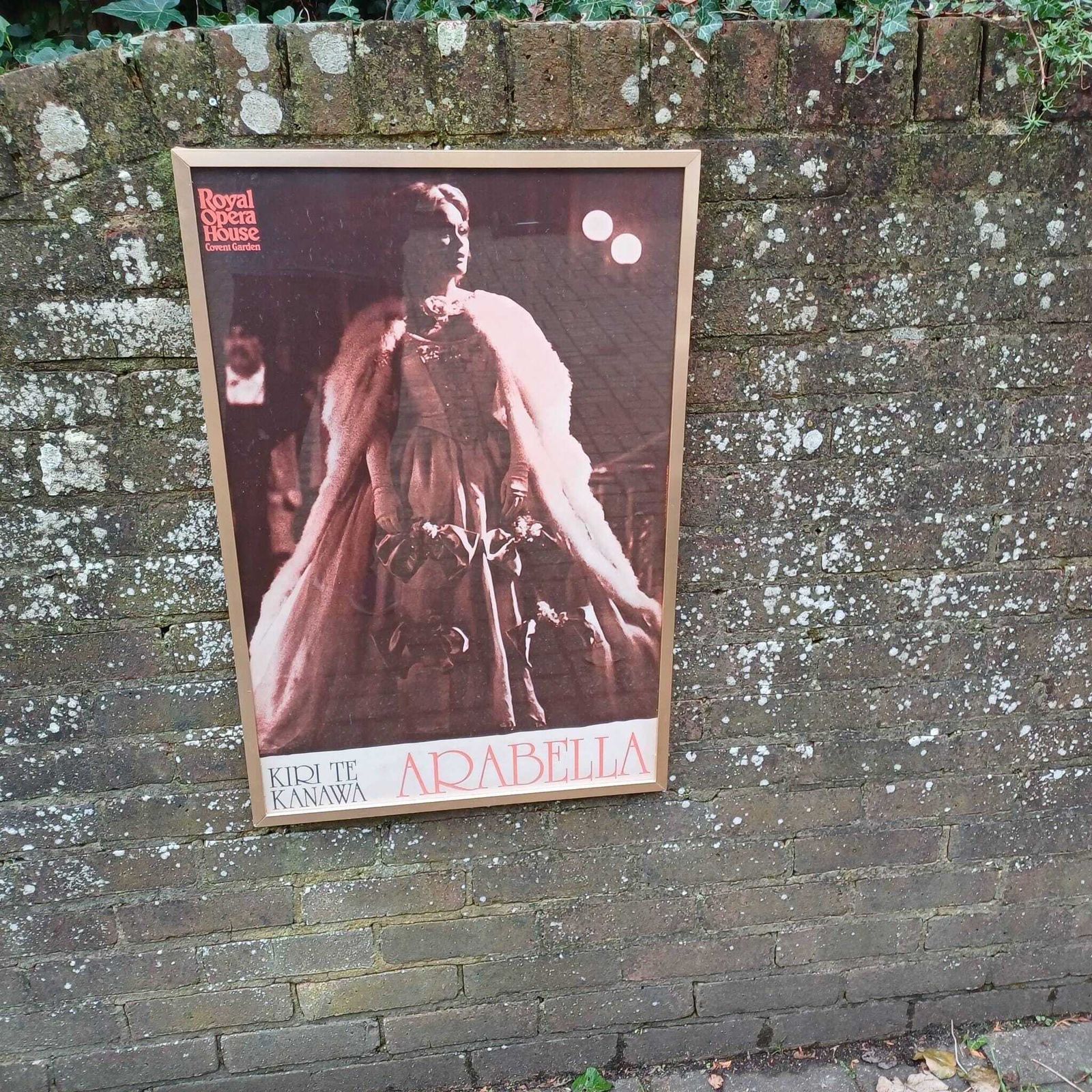 1977 Vintage Opera Poster Of Dame Kiri Te Kanawa In Arabella At The Royal Opera House, In Retro Vintage Metal Frame   Large Retro Poster photo 125.0