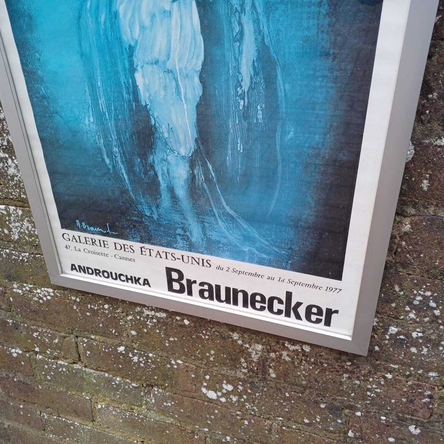 1977 Vintage Poster For A Braunecker Exhibition In Cannes, Gakeria Des Etats Unis, Androuchka, In Retro Frame photo Art