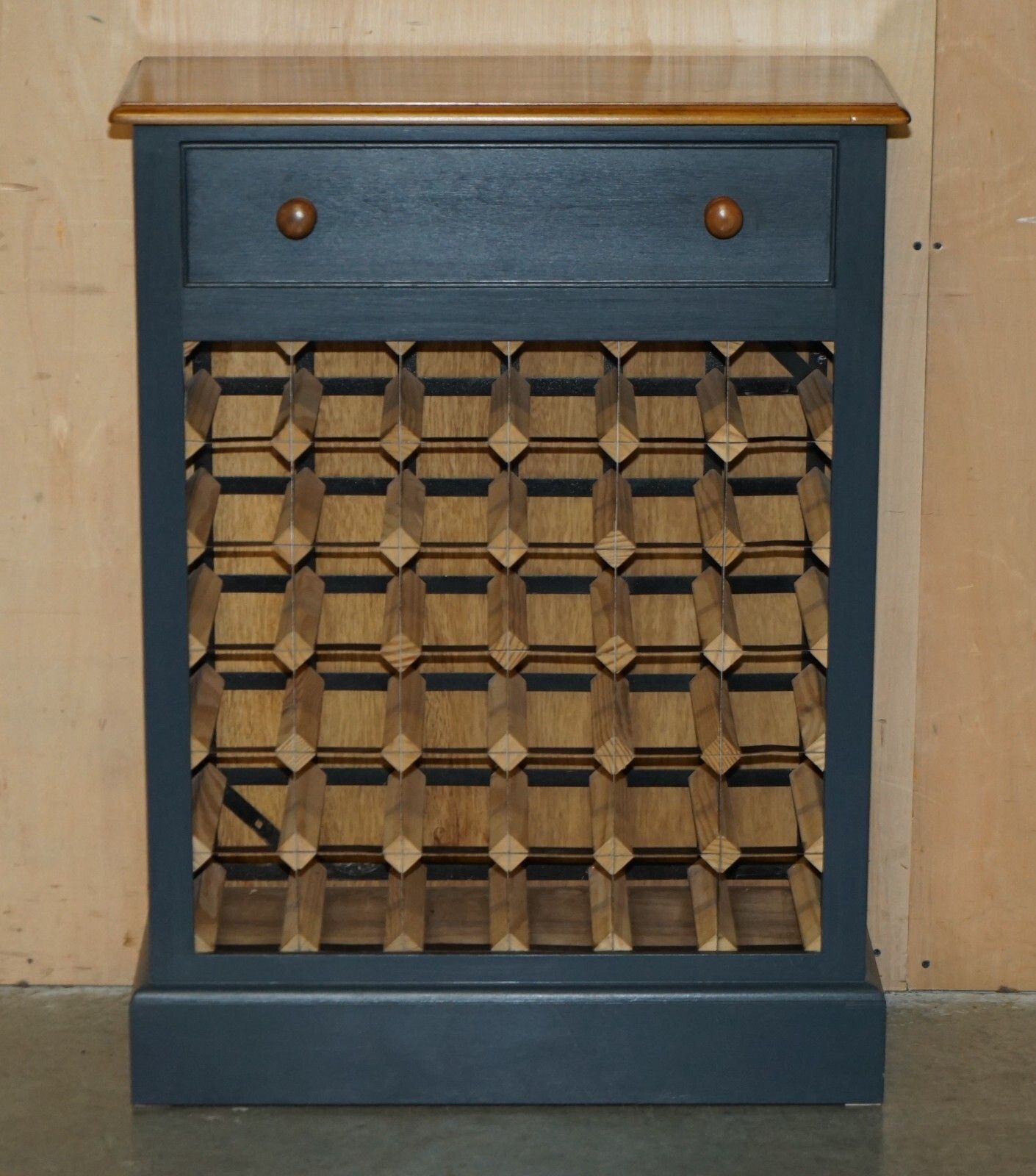 Lovely Reclaimed & Painted 36 Bottle Wine Champagne Rack Sideboard With Drawer photo furniture