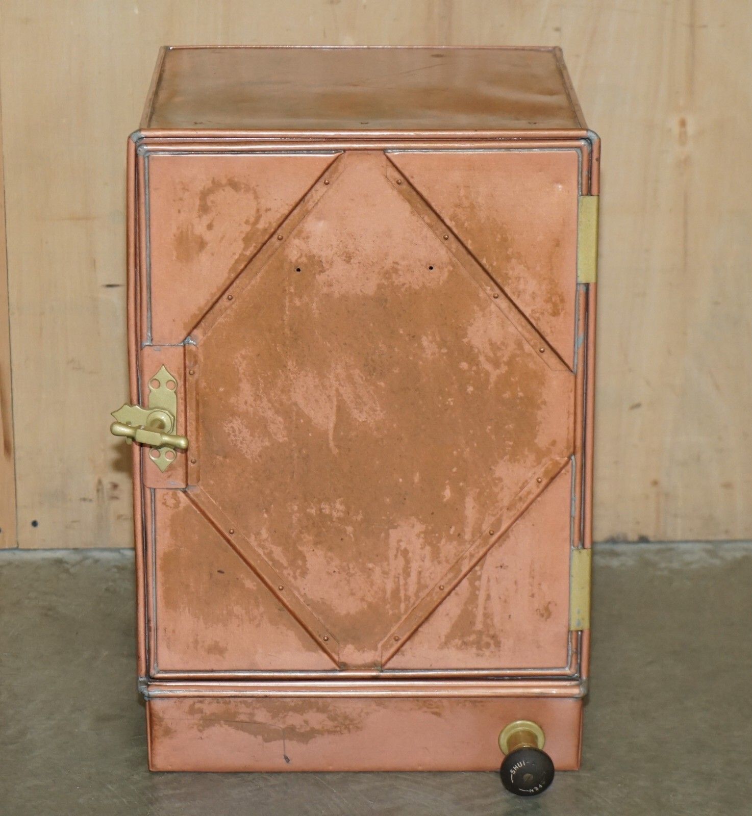 Antique Copper Fridge Ideal Cool Bedside Or Side End Lamp Wine Table Must See!!! photo furniture