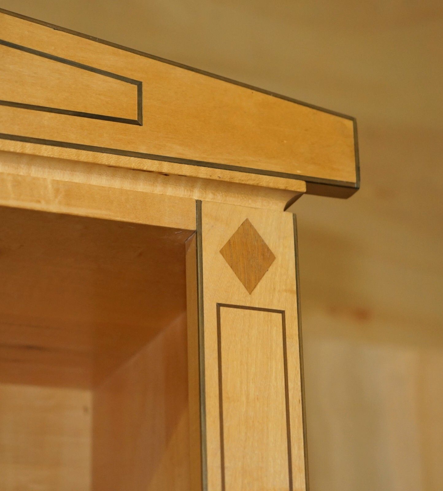 Pair Of Huge 2.5 Meter Tall Satin Birch & Walnut Steeple Top Library Bookcases photo vinterior