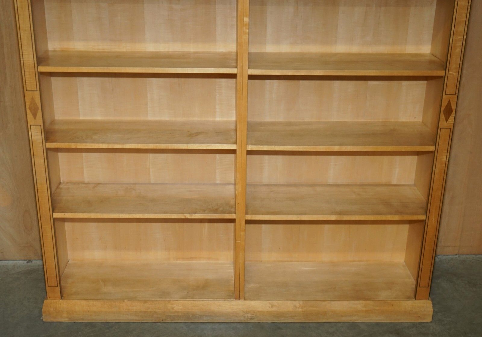 photo furniture Pair Of Huge 2.5 Meter Tall Satin Birch & Walnut Steeple Top Library Bookcases