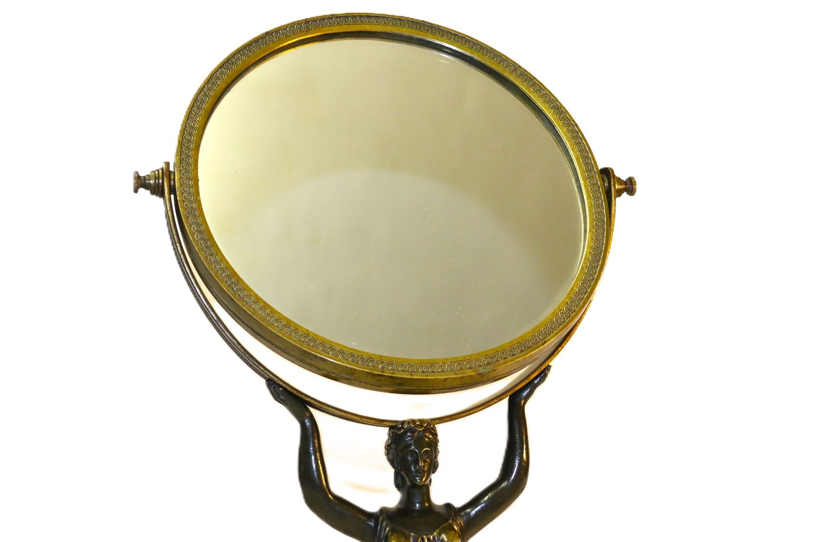 A 200 Years Old French Bronze Empire Period Adjustable Pedestal Mirror, Circa 1820 photo Home Decor