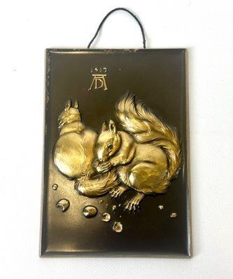 Bronze Squirrel Wall Plaque Or Relief By Albrecht Dürer, 1970s photo for sale