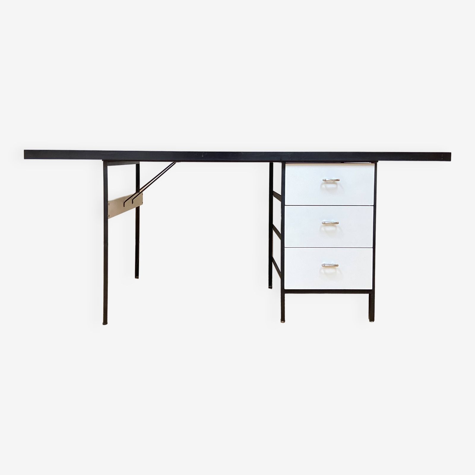Large Black And White Georges Nelson Desk For Herman Miller, USA, Circa 1950.