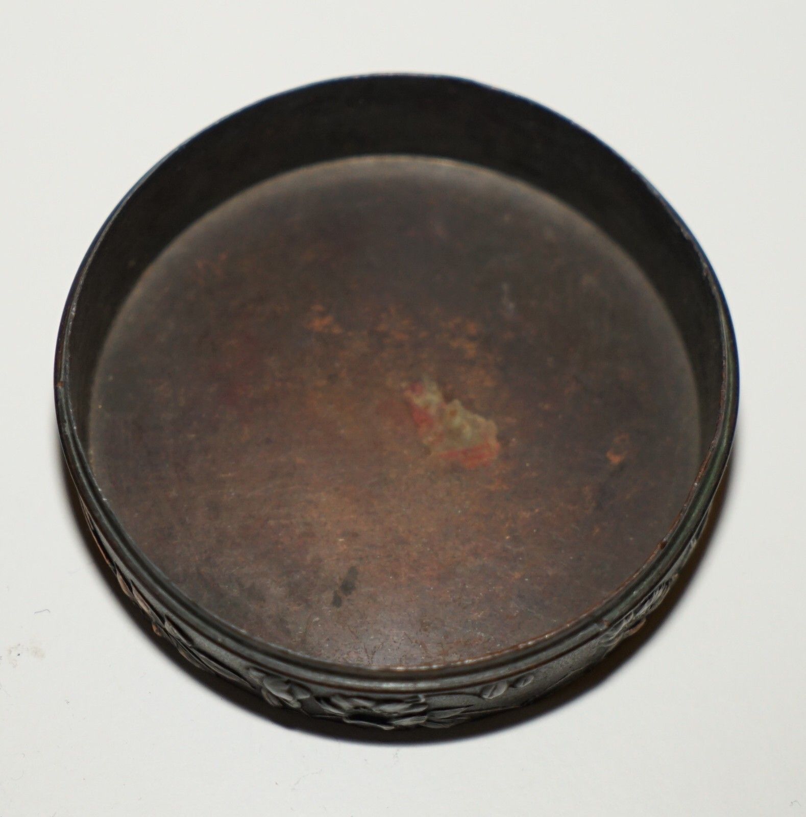 Small Antique Oriental Copper & Bronze Repousse Jewellery Box Depicting Chickens photo vintage