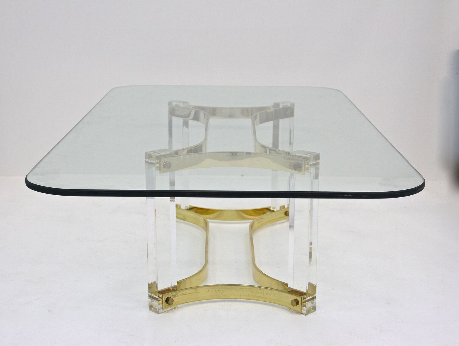 Mid Century Lucite/ Brass Coffee Table By A. Albrizzi, Gilt Brass, It Ca. 1970 photo Furniture