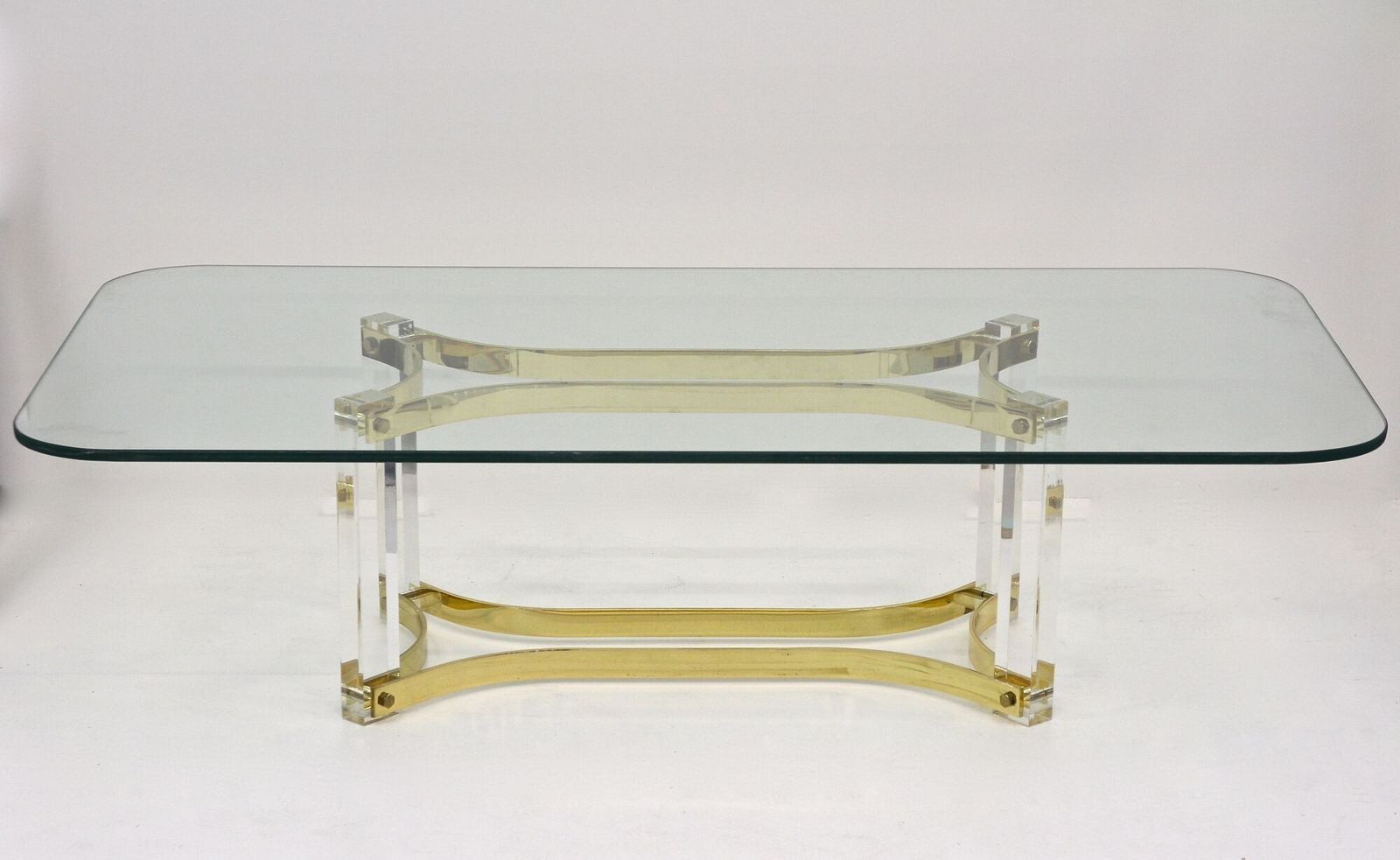 Mid Century Lucite/ Brass Coffee Table By A. Albrizzi, Gilt Brass, It Ca. 1970 photo buy