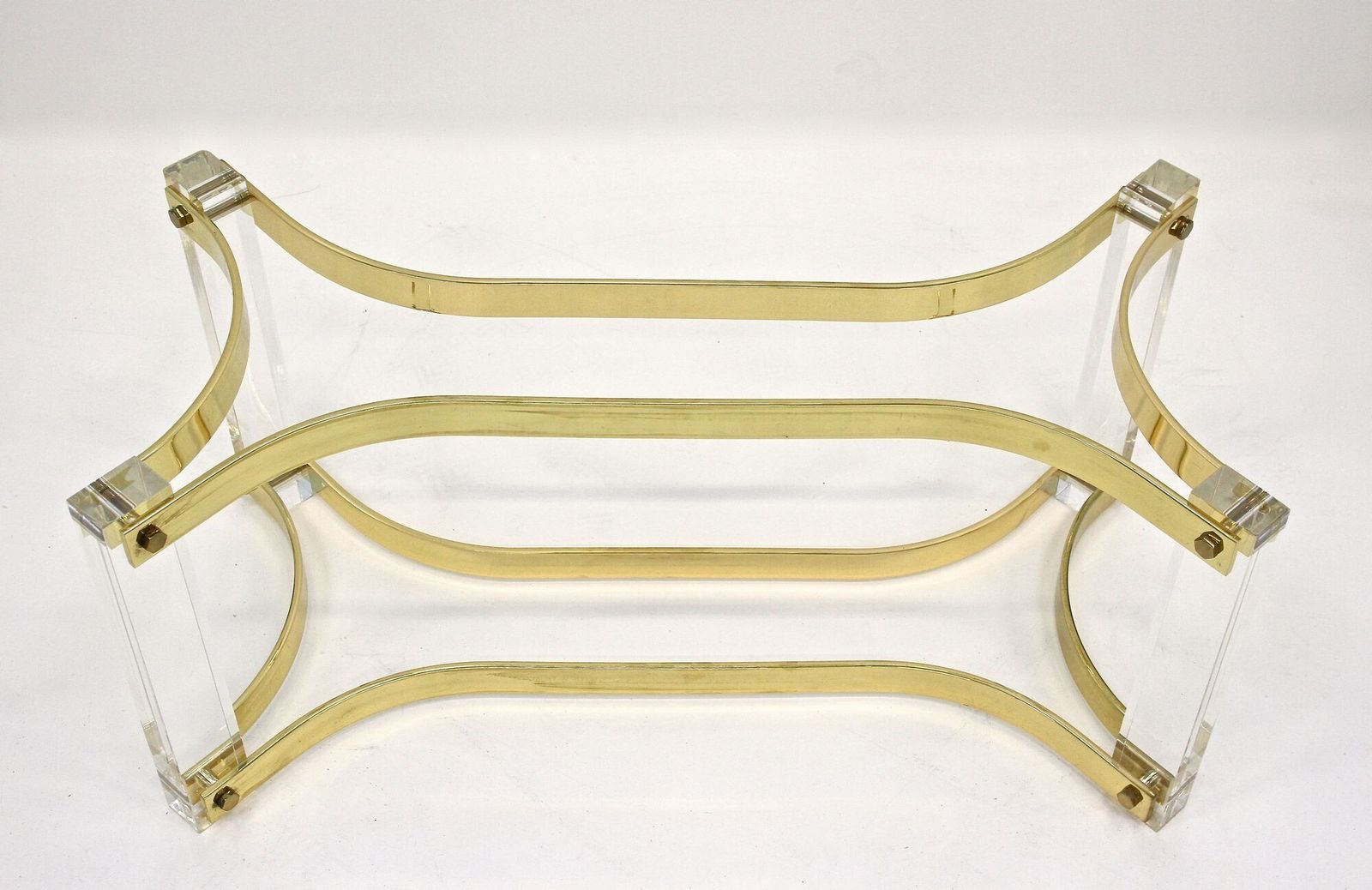 photo furniture Mid Century Lucite/ Brass Coffee Table By A. Albrizzi, Gilt Brass, It Ca. 1970