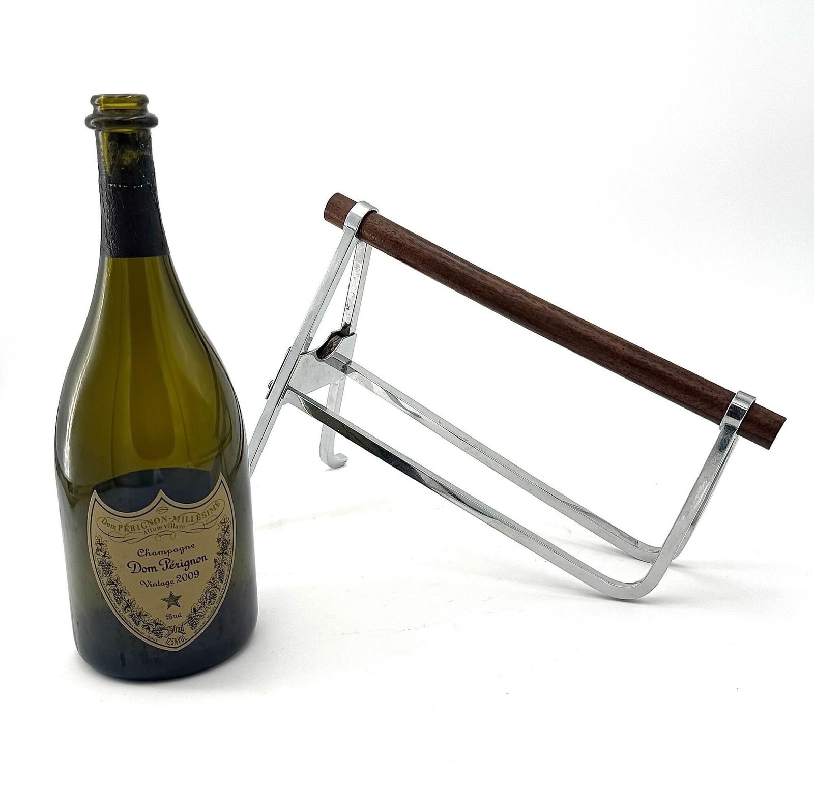 photo vinterior A 1950s Jaques Adnet Chrome And Rosewood Bottle Holder For Christolfe