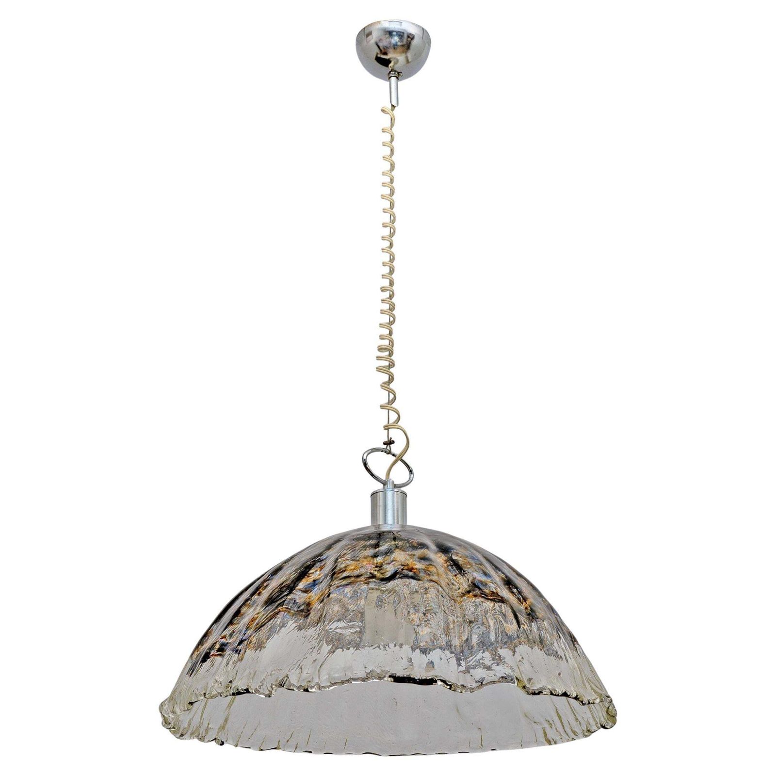 Attributed To Av Mazzega Mid Century Modern Italian Murano Glass Pendant, 1970s