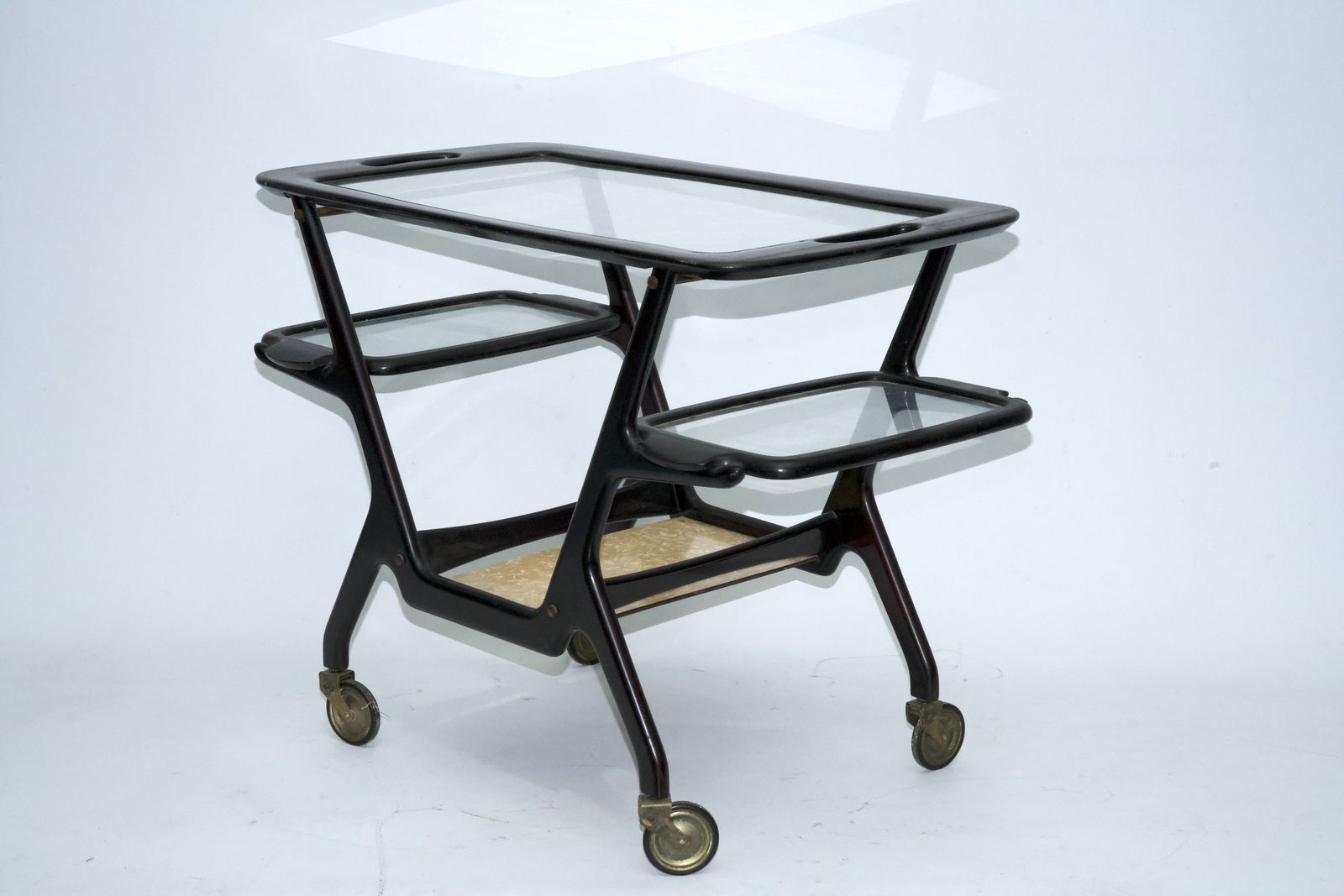 Mid Century Wooden Bar Cart By Cesare Lacca, Italy, 1950s photo vinterior