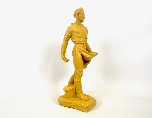 Socialist Realist Style Ceramic Sculpture Of Sower, Former Czechoslovakia, 1940s
