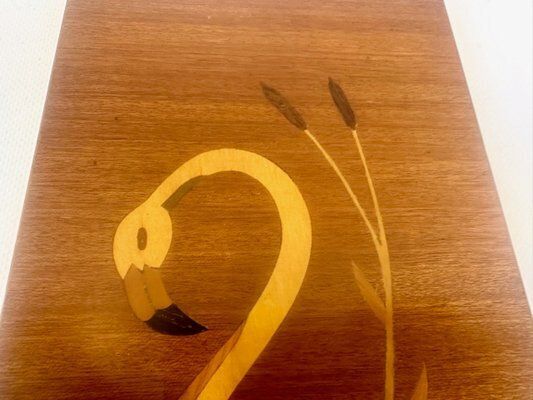 Mid Century German Wooden Flamingo Wall Relief, 1960s photo Art