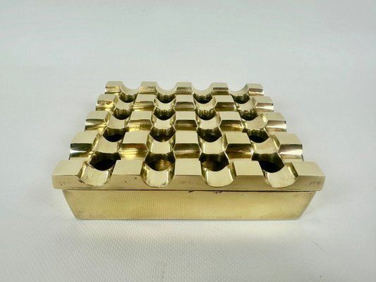 Mid Century Swedish Brass Ultima Ashtray Attributed To Holger Bäckström And Bo Ljungberg For Diverse Ting, 1960s