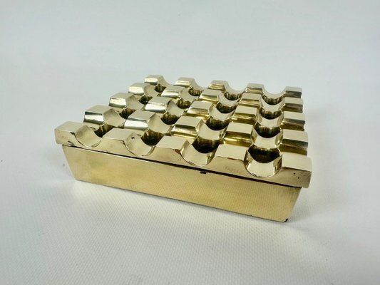 Mid Century Swedish Brass Ultima Ashtray Attributed To Holger Bäckström And Bo Ljungberg For Diverse Ting, 1960s photo vinterior