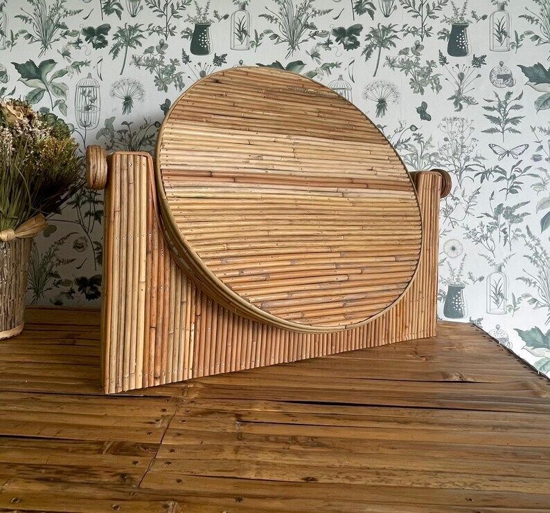 Rattan Vanity Mirror, Make Up Mirror, Table Mirror photo 351.0