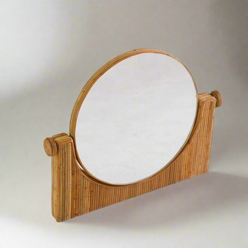 Rattan Vanity Mirror, Make Up Mirror, Table Mirror photo buy