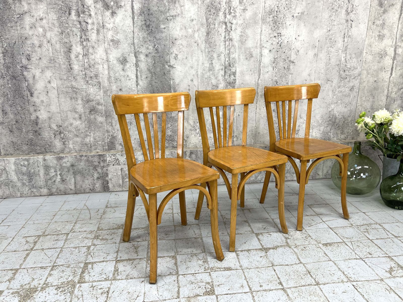 Set Of Three French Bistro Cafe Chairs