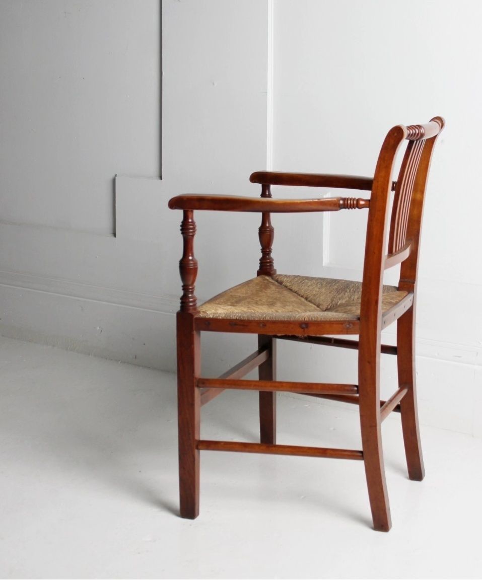 Cherrywood Rush Seated Armchair C.1840 photo vintage