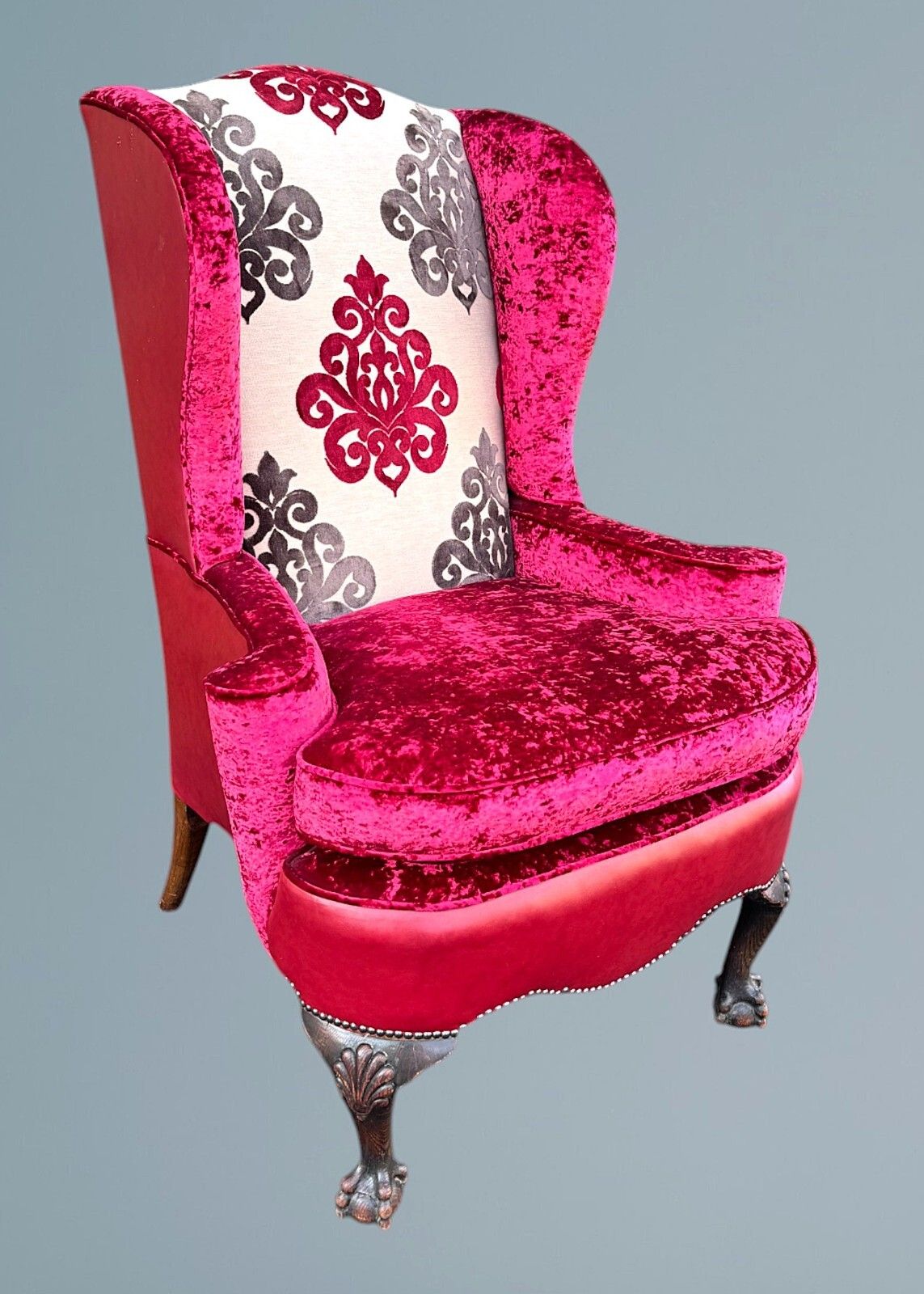 Oak Queen Anne Style Wing Chair photo furniture