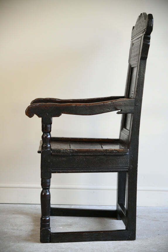 Antique Oak Wainscot Chair, 18th Century And Earlier photo Furniture