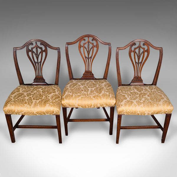 Set Of 6 Antique Hepplewhite Revival Dining Chairs, English, Seat, Victorian photo buy