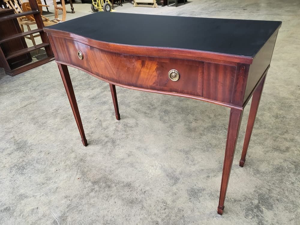 photo furniture Antique Repro Mahogany Serpentine Sideboard Serving Table Drawer Fluted Legs