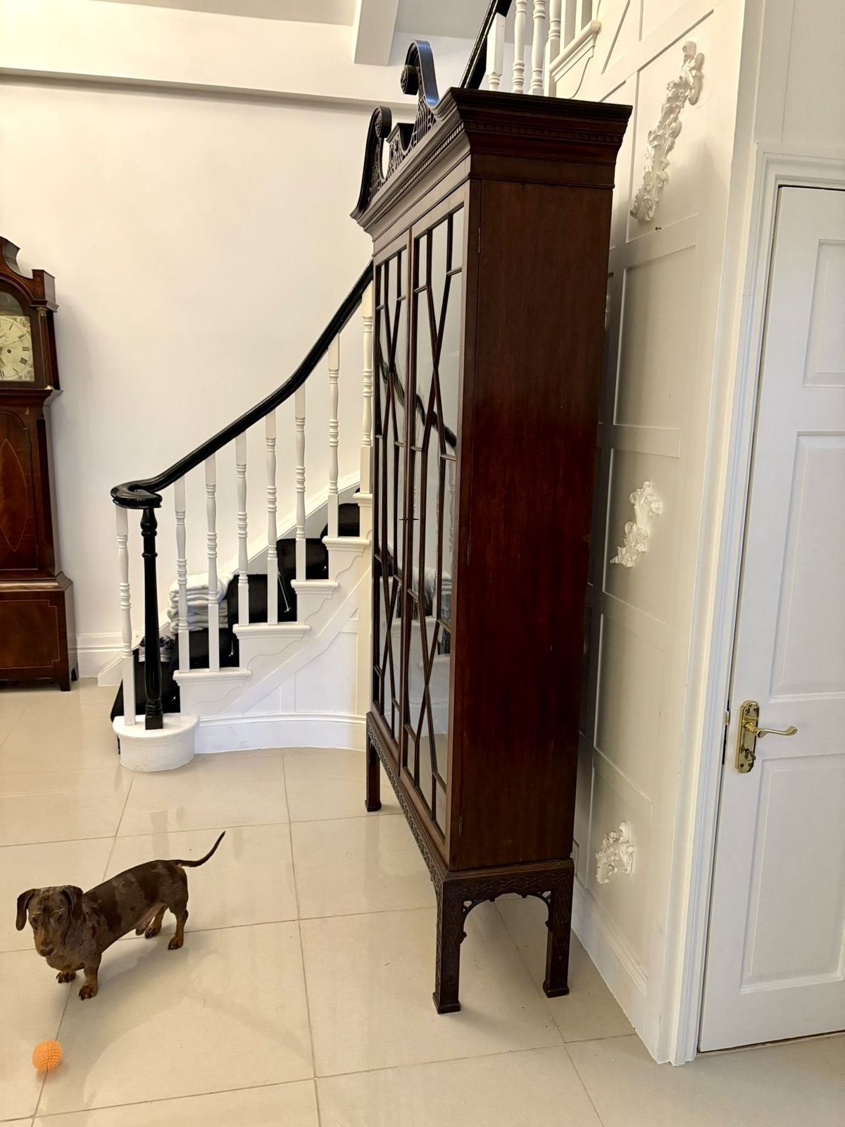 photo furniture Outstanding Quality Large Antique 19th Century Astral Glazed Carved Mahogany Bookcase