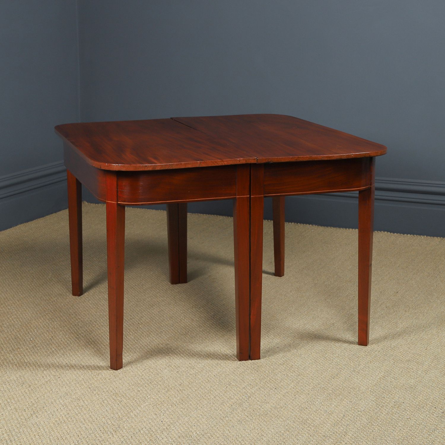 English Pair Of Georgian Mahogany Console Side Hall Occasional D Shaped End Tables (Circa 1800) photo buy