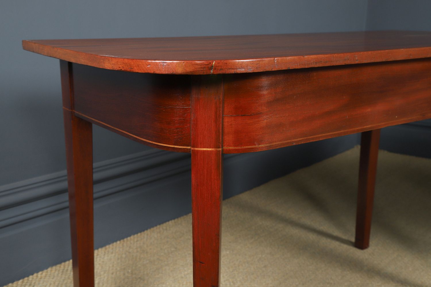 English Pair Of Georgian Mahogany Console Side Hall Occasional D Shaped End Tables (Circa 1800) photo vintage