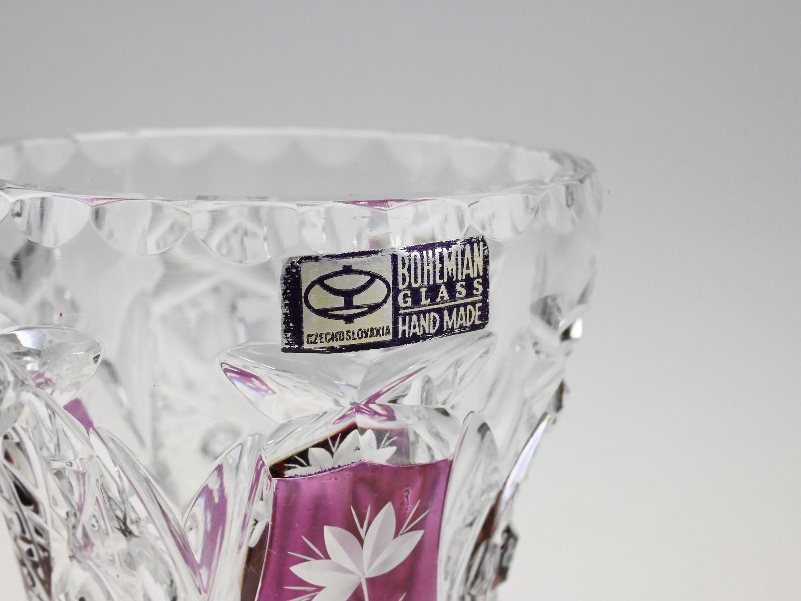 Vintage Czech Etched Glass Vase, Vintage Glass Vase, Czech Glass Vase, Etched Glass, Flower Vase, Vintage Vase, Vintage Czech Glass photo buy