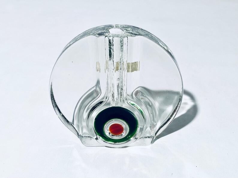 1960s Walther Solifleur Crystal Glass Vase / Heiner Düsterhaus / Vintage Mid Century German Design
