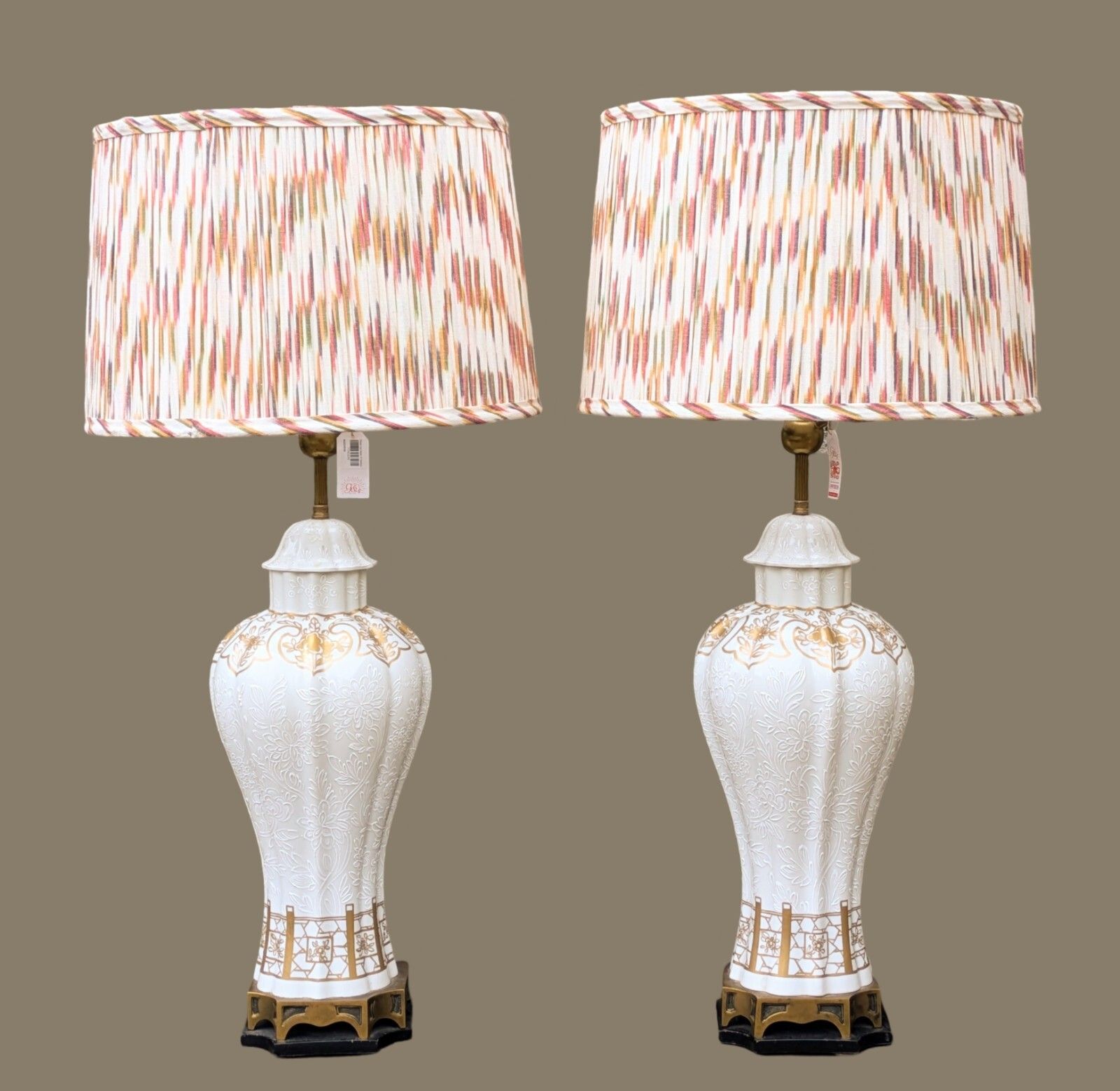Beautiful Large Pair Of Paris Porcelain Table Lamps Qianlong Style photo furniture
