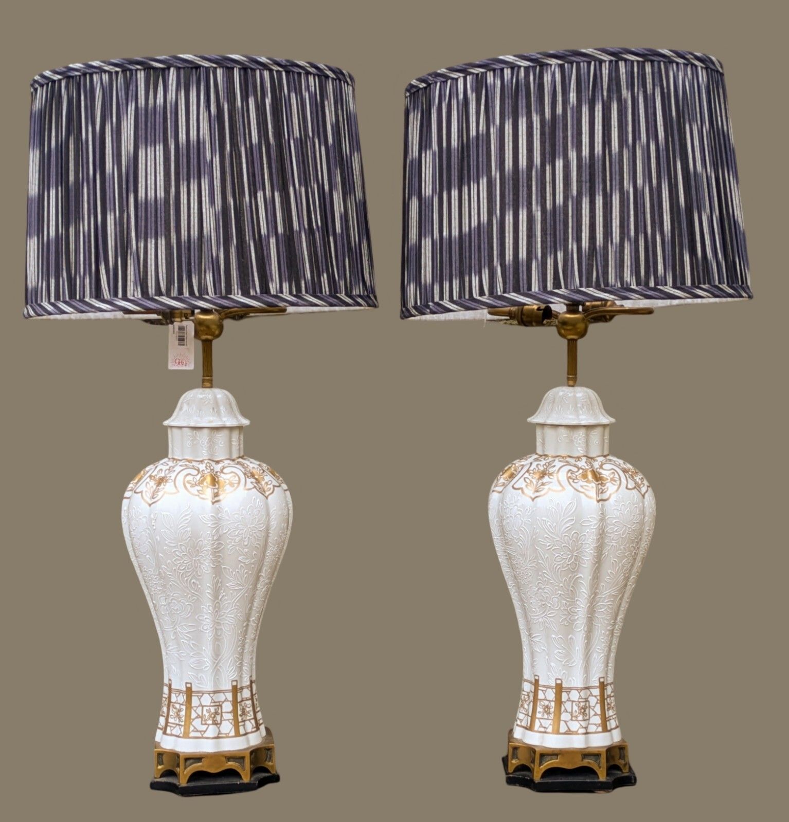 Beautiful Large Pair Of Paris Porcelain Table Lamps Qianlong Style photo buy
